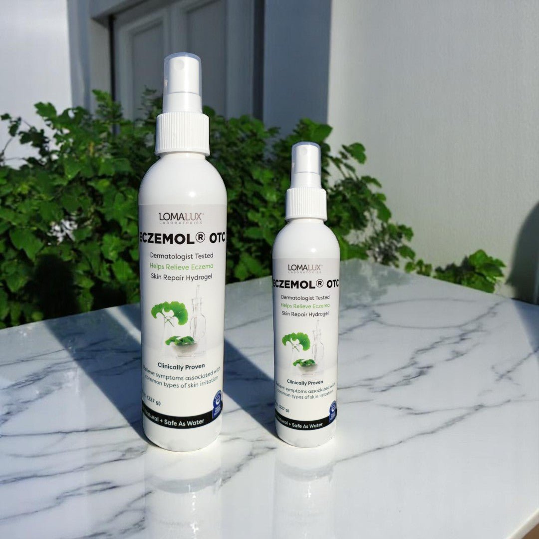 Loma Lux Eczemol OTC Dermatologist Tested Hypochlorous Skin Repair Spray 8 Fl oz. & 3 Fl oz. - 